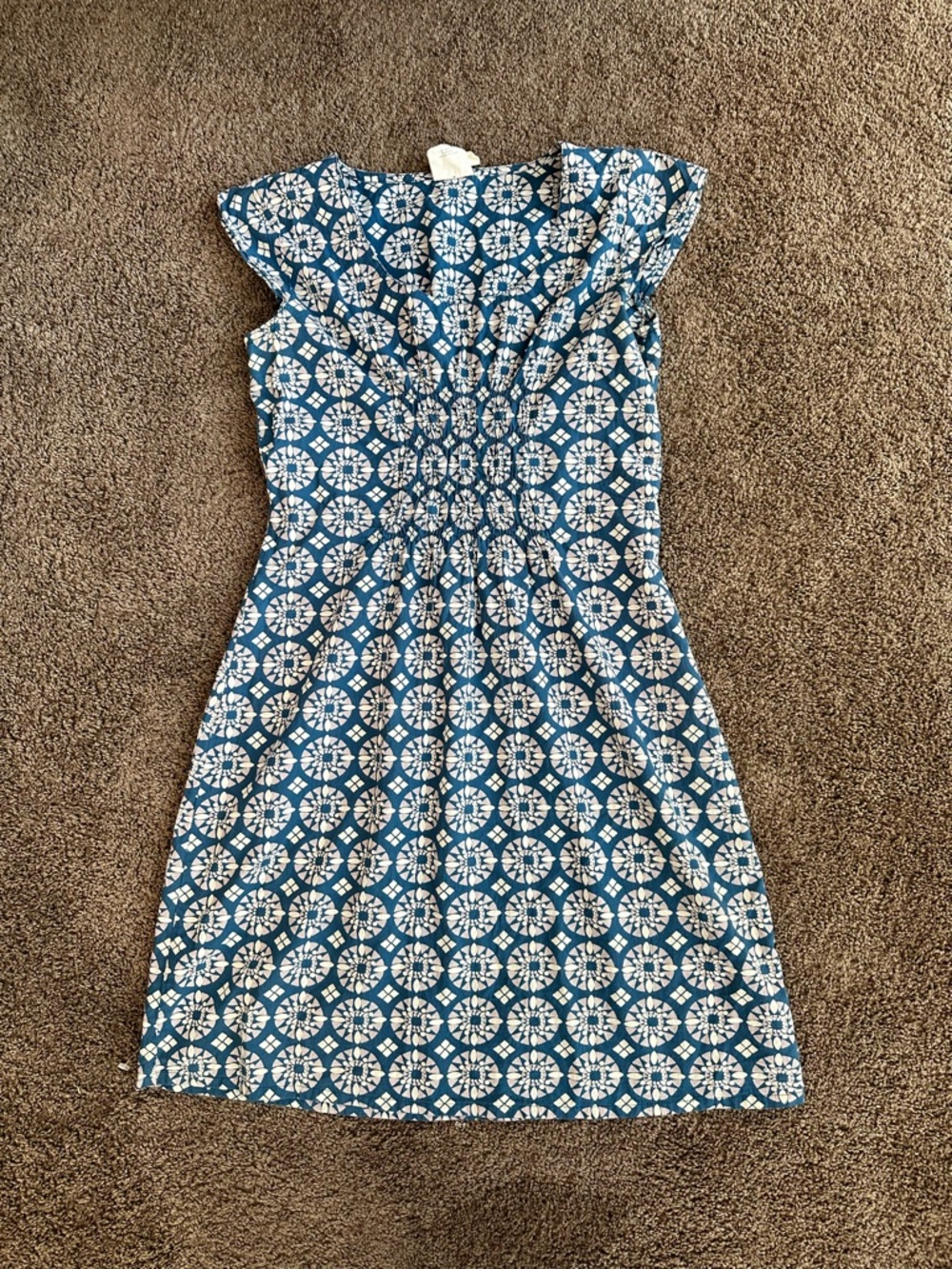 Mata Traders Blue and White Patterned Women's Dress- M